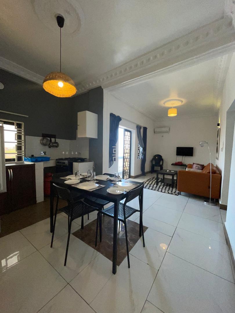 Open plan apartment dining and living area